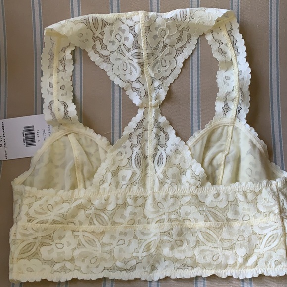 FREE PEOPLE INTIMATELY GALLOON LACE RACERBACK BRALETTE IN YELLOW SIZE SMALL - Picture 6 of 10